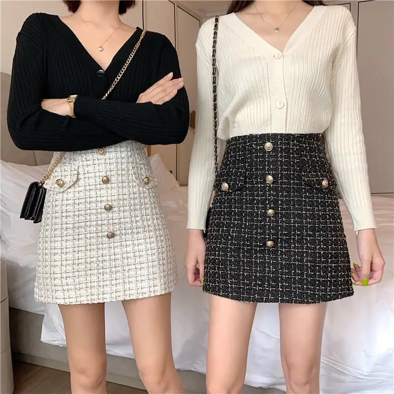 Imani | Tailored tweed skirt with a modern waist